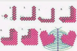 Объемное плетение из бисера сердце