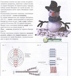 Маленький снеговик из бисера