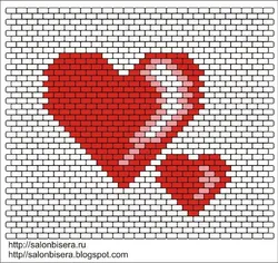 Кольцо из бисера мозаичным плетением с сердечком