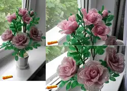 Цветы из бисера кустовые розы