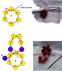 Кольцо из бисера из 2 цветов