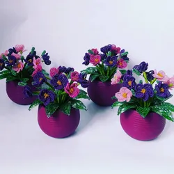 Комнатные цветы из бисера в горшках