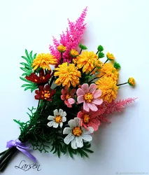Букет из цветов из бисера мк