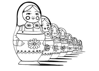 Матрешка раскраска