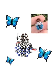 Кольцо с бабочкой из бисера крестиком
