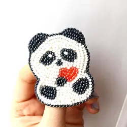 Брошь панда из бисера своими руками