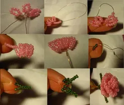 Цветы из бисера французское плетение розы