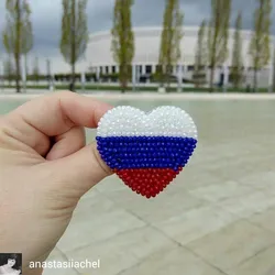 Кольцо из бисера с флагом россии