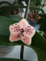 Орхидея брошь из бисера