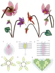 Цветы из бисера по параллельному плетению