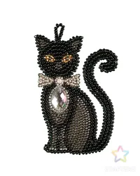 Черная кошка из бисера