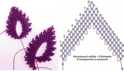 Листик из бисера мозаичным плетением