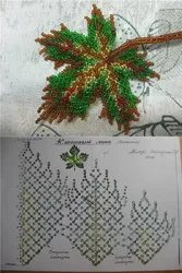 Листик из бисера мозаичным плетением