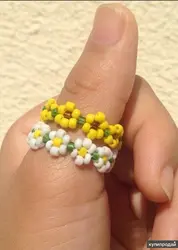 Кольца из бисера цветочки