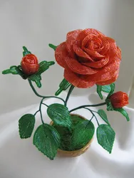 Бутон розы из бисера пошагово