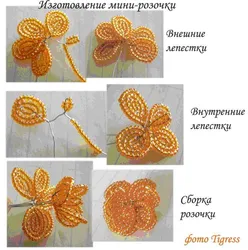 Плетение цветов из бисера на нитке