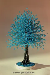 Деревья из бисера синего цвета